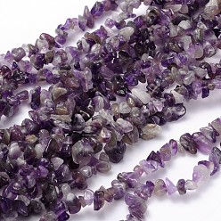 Amethyst Natural Amethyst Beads Strands, Chips, 5~9x5~9mm, Hole: 1mm