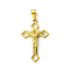 Золотой Вакуумное покрытие pvd 304 подвески из нержавеющей стали, подвеска в виде креста-распятия, золотые, 40x26x5.5 мм, отверстие : 9.5x4.5 мм