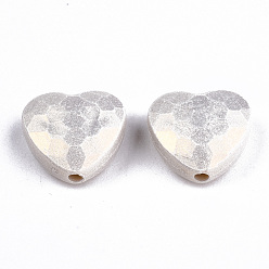 Pale Goldenrod Spray Painted Acrylic Beads, Rubberized Style, Faceted, Heart, Pale Goldenrod, 10.5x11.5x5mm, Hole: 1.5mm, about 1350pcs/500g
