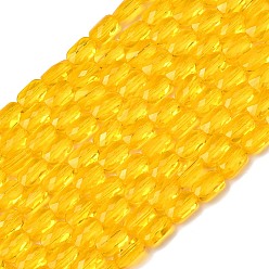 Золотистый Прозрачные стеклянные бусины, прямоугольные, граненые, золотые, 7x4.5x3.5 мм, отверстие : 0.9 мм, около 79~80 шт / нитка, 21.65''~22.24'' (55~56.5 см)