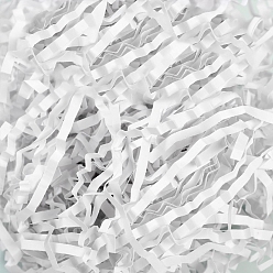 White Raffia Crinkle Cut Paper Shred Filler, for Gift Wrapping & Easter Basket Filling, White, 3mm, 100g/bag