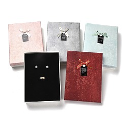 Mixed Color Cardboard Jewelry Big Set Boxes, with Sponge Inside, Rectangle with Bowknot, Mixed Color, 18.1x13.2x3.9cm
