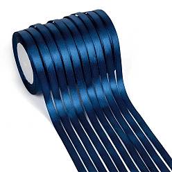Prussian Blue Single Face Solid Color Satin Ribbon, for Gift Packaging, Party Decoration, Prussian Blue, 5/8 inch(15~16mm), about 25yards/roll(22.86m/roll), 10rolls/group