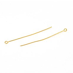 Golden 304 Stainless Steel Eye Pins, Golden, 50mm, Hole: 2mm, Pin: 0.6mm