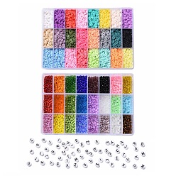 Mixed Color DIY Beads Jewelry Kits, Including Disc/Flat Round Handmade Polymer Clay Beads, Heishi Beads, Mixed Styles Glass Round Seed Beads, Acrylic Beads, Mixed Color, 6x1mm, Hole: 2mm, 240g