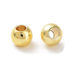 Golden Rack Plating Brass Beads, Cadmium Free & Lead Free, Round, Golden, 2x2.3mm, Hole: 0.8mm