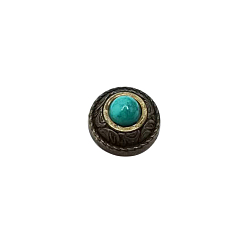 Light Sea Green Zinc Alloy Buttons, with Plastic Imitation Turquoise Beads and Iron Screws, for Purse, Bags, Leather Crafts Decoration, Half Round, Light Sea Green, 12mm