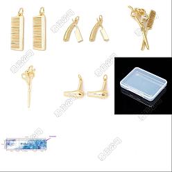 Plaqué 18K Or Véritable 10pcs 5 styles série soins capillaires support plaqué laiton et pendentifs en zircone cubique, sans cadmium et sans plomb, plaqué longue durée, avec anneau de saut, réel 18 k plaqué or, 18~24x7~17x1~6.5mm, Trou: 3~6mm, 2 pcs / style