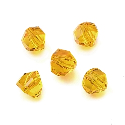 Золотистый Стекло имитация австрийских хрустальных бусин, многоугольник, граненые, золотые, 7x7.5x7.5 мм, отверстие : 1.2 мм