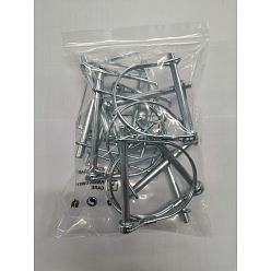 Platinum Unicraftale Carbon Steel Wire Lock Pins, Rectangle & D Shape, Platinum, 56.5x88x15.5mm, 62.5x78.8x11.5mm, 12pcs/set