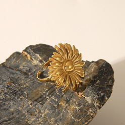 Золотой Подсолнух 304 Кольца-манжеты из нержавеющей стали для женщин, золотые, 17 мм