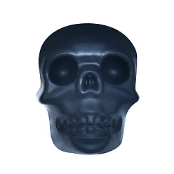 Black Halloween Silicone Focal Beads, Skull, Black, 21x16x20mm, Hole: 2.5mm