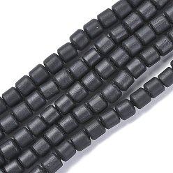 Noir Polymère main brins d'argile de perles, colonne, noir, 6.5x6mm, Trou: 1.2mm, Environ 61 pcs/chapelet, 15.75 pouce (40 cm)