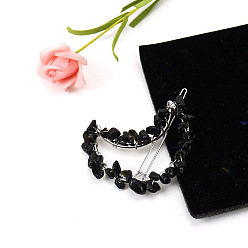 Обсидиан Заколки для волос из сплава, с обсидиана, аксессуары для волос для женщин и девочек, луна, 57x45 мм