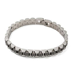 Черный Цвет Металла & Цвет Нержавеющей Стали Ионное покрытие (ip) 304 браслет-цепочка из нержавеющей стали с толстыми звеньями, браслет-цепочка для часов для мужчин и женщин, металлический черный & цвет нержавеющей стали, 8-1/4 дюйм (21 см), 9.5x3.5 мм