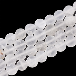 Quartz Crystal Natural Quartz Crystal Beads Strands, Frosted, Round, 6mm, Hole: 1mm, about 63pcs/strand, 15.5 inch