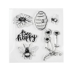 Bees Plastic Stamps, for DIY Scrapbooking, Photo Album Decorative, Cards Making, Stamp Sheets, Bees Pattern, 105x105x3mm