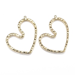 Light Gold Hammered Side Alloy Jewelry Pendants, Heart, Light Gold, 49.5x40.5x1.5mm, Hole: 1.2mm