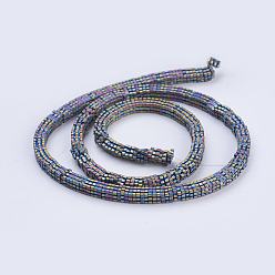 Multi-color Plated Electroplate Non-magnetic Synthetic Hematite Beads Strands, Frosted, Square, Multi-color Plated, 4x4x1mm, Hole: 1mm, about 395pcs/strand, 15.5 inch(39.5cm).