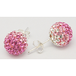 209_Розовый Подарки на день святого валентина 925 серьги-гвоздики из стерлингового серебра с австрийскими кристаллами и стразами для девочки, круглые, 209 _rose, 17x8 мм