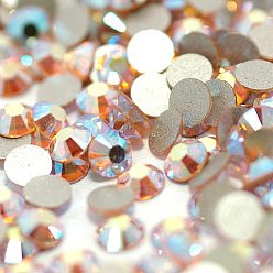 Light Peach Glass Flat Back Rhinestone, Grade A, Back Plated, Faceted, AB Color, Half Round, Light Peach, 4.6~4.8mm