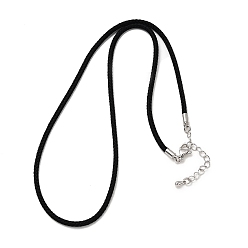 Черный 2.5мм нейлоновый плетеный шнур для изготовления ожерелий, с латунными выводами и 304 застежками из лобстера из нержавеющей стали, долговечный, стойки покрытие, платина, чёрные, 17.72 дюйм (45 см)