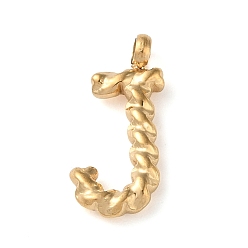 Letter J 316 Surgical Stainless Steel Pendants & Charms, Golden, Letter J, 14x7x2mm, Hole: 2mm