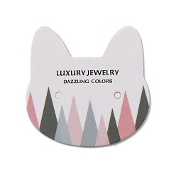 Colorful 100Pcs Cat Head Shape Paper Jewelry Earring Display Cards, Colorful, 3.5x3.5x0.05cm