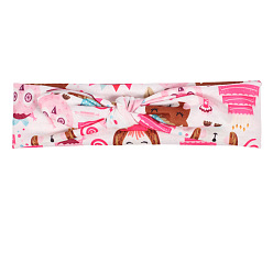 Color 6 Cute Cartoon Bunny Ear Headband Hair Tie for Kids with Elastic Band and Bowknot