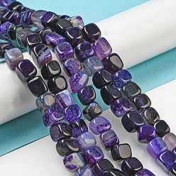 Blue Violet Natural Agate Beads Strands, Dyed & Heated, Cube, Blue Violet, 5~8x4~8x4~6mm, Hole: 1.2mm, about 50pcs/strand, 14.76 inch(37.5cm)
