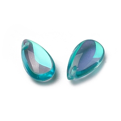Aigue-marine Pendentifs en verre, larme, aigue-marine, 15.5x8.8x5.5mm, Trou: 1mm