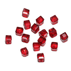 FireBrick Transparent Acrylic Beads, Faceted Cube, FireBrick, 8x8x8mm, Hole: 1.5mm, 50pcs/bag