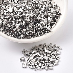 (HTL194) Palladium Plated MIYUKI Half TILA Beads, Japanese Seed Beads, 2 Hole, (HTL194) Palladium Plated, 5x2.3x1.9mm, Hole: 0.8mm, about 250pcs/bottle, 10g/bottle