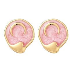 Pink 304 серьги из нержавеющей стали эмаль, луна с сердцем, реальный 18 k позолоченный, вакуумное покрытие pvd, розовые, 20x17.5 мм