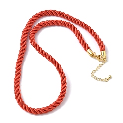 Оранжево-Красный 5мм нейлоновый витой шнур для изготовления ожерелий, с латунными наконечниками и 304 карабинами из нержавеющей стали, долговечный, стойки покрытие, золотые, оранжево-красный, 17.72~18.90 дюйм (45~48 см)