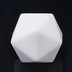 Snow Food Grade Eco-Friendly Silicone Focal Beads, Chewing Beads For Teethers, DIY Nursing Necklaces Making, Icosahedron, Snow, 16.5x16.5x16.5mm, Hole: 2mm