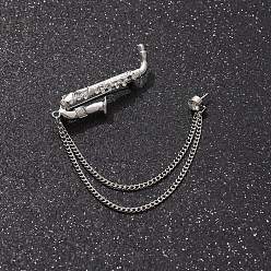 Musical Instruments British Style Alloy Crystal Rhinestone Hanging Chain Brooch, Platinum, Musical Instruments, 140mm