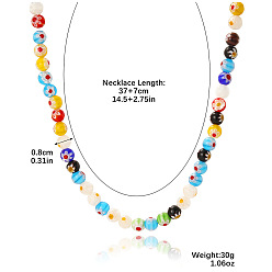 N2304-2 Ballpoint Pen Plum Blossom Colorful Glass Beaded Necklace for Women with Lock Collarbone Chain