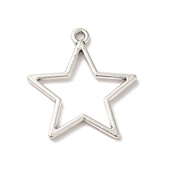 Antique Silver Tibetan Style Alloy Pendants, Cadmium Free & Lead Free, Hollowed Star, Antique Silver, 29x27x1.5mm, Hole: 2mm, about 637Pcs/1000G