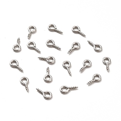 Stainless Steel Color 304 Stainless Steel Screw Eye Pin Peg Bails, For Half Drilled Beads, Stainless Steel Color, 8x4x1mm, Hole: 2mm, Pin: 1mm