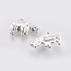 Античное Серебро Сплавочные подвески тибетского стиля, без кадмия и без свинца, форма носорожьего рога, античное серебро, 12x20x4 мм, отверстие : 1 мм