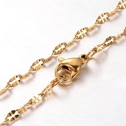 Golden 304 Stainless Steel Oval Link Chain Necklaces, with Lobster Claw Clasp, Golden, 19.7 inch(50cm)