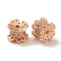 Розовое Золото Стойки обшивки латунь микро проложить кубического циркония бусы, долговечный, без свинца и без кадмия, колонка, розовое золото , 5.8x5 мм, отверстие : 1.2 мм