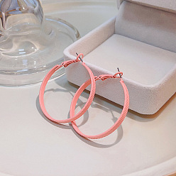 E0000-9-Pink Circle Серьги-кольца С-образной формы с росписью макаронами в стиле ретро для женщин