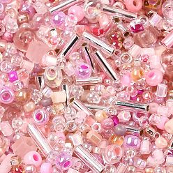 Pink Смесь бисера миюки, японский бисер, разнообразные, розовые, 1~9x1.5~2 мм, отверстие : 0.5~1 мм
