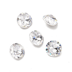Crystal Glass Rhinestone Cabochons, Pointed Back & Back Plated, Flat Round, Crystal, 6x3.5mm
