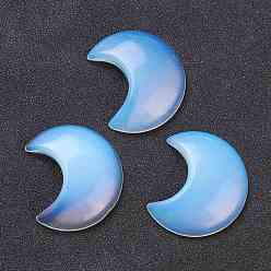 Opalite Opalite Cabochons, No Hole/Undrilled, for Wire Wrapped Pendant Making, Moon, 34~35x29~30x7.5~9mm