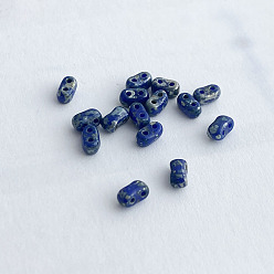 Bleu Moyen  10 pcs perles de verre tchèques, 2-trou, ovale, bleu moyen, 5.5x2.8mm