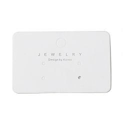 White Rectangle Paper Stud Earring Display Cards, Holds up to 2 Pairs Earrings, White, 4.5x7x0.04cm, Hole: 7mm and 2mm