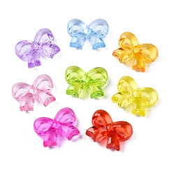 Mixed Color Transparent Acrylic Beads, Bowknot, Mixed Color, 25x34x12mm, Hole: 4mm, about 90Pcs/500g